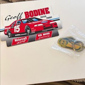 Geoff Bodine Racing Sign and  richard petty Keychain Set